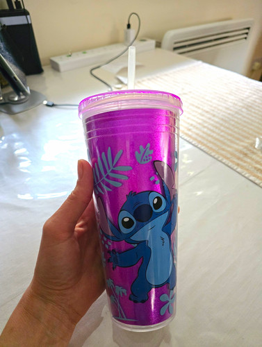 Purple plastic stitch tumbler - stitch,